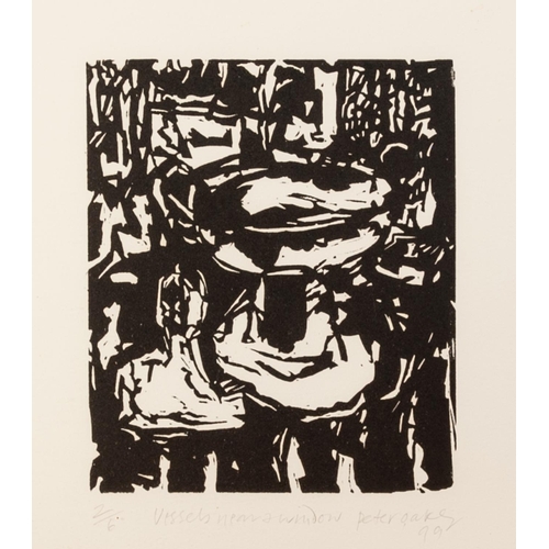 133 - PETER OAKLEY (1935-2007) 
SEVEN ARTIST SIGNED LIMITED EDITION BLACK AND WHITE WOODCUTS OF SIMILAR SI... 