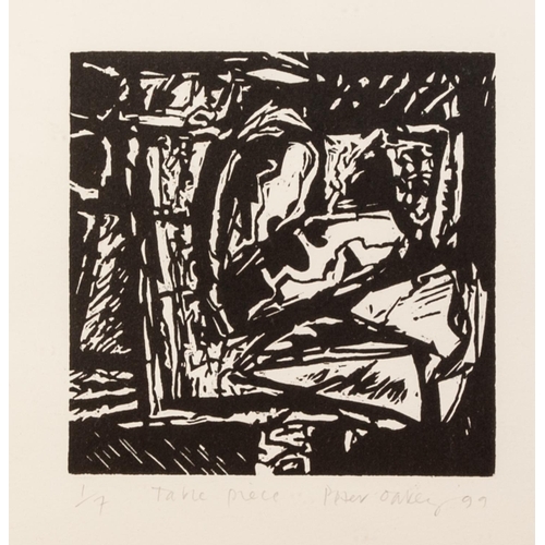 133 - PETER OAKLEY (1935-2007) 
SEVEN ARTIST SIGNED LIMITED EDITION BLACK AND WHITE WOODCUTS OF SIMILAR SI... 