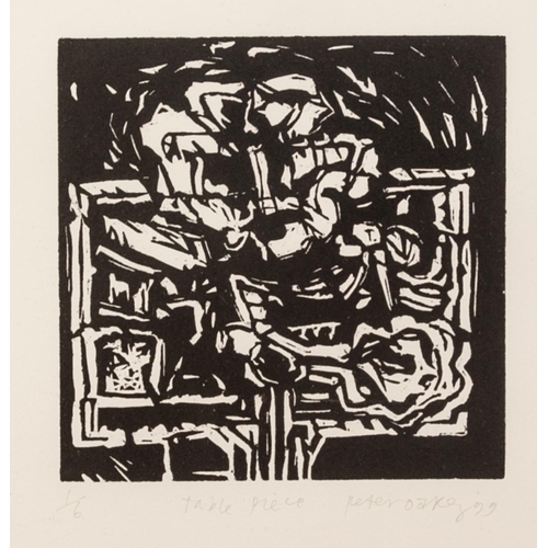 133 - PETER OAKLEY (1935-2007) 
SEVEN ARTIST SIGNED LIMITED EDITION BLACK AND WHITE WOODCUTS OF SIMILAR SI... 