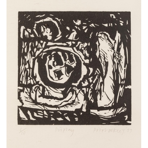 133 - PETER OAKLEY (1935-2007) 
SEVEN ARTIST SIGNED LIMITED EDITION BLACK AND WHITE WOODCUTS OF SIMILAR SI... 