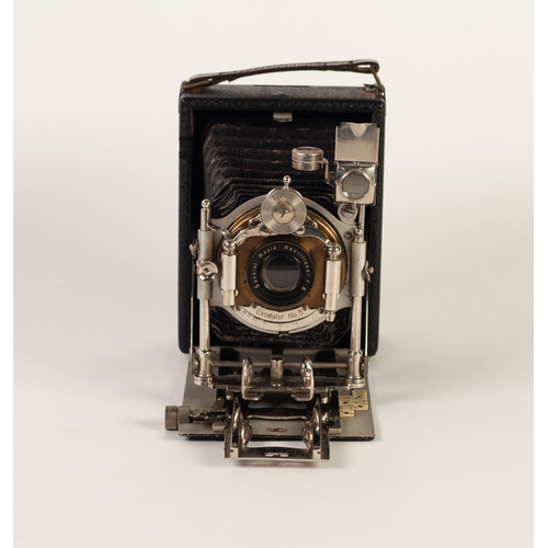 114 - BUTCHER’S EXCELSIOR No:3 FOLDING BELLOWS PLATE CAMERA, with original card box, a/f