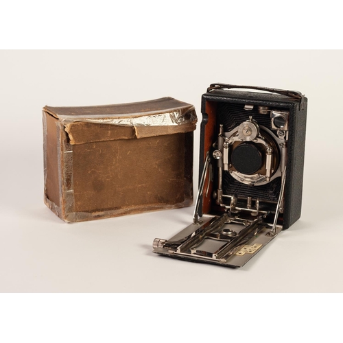 114 - BUTCHER’S EXCELSIOR No:3 FOLDING BELLOWS PLATE CAMERA, with original card box, a/f