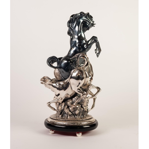 288 - MODERN OTTAVIANI, ITALIAN FILLED STERLING SILVER CENTREPIECE, modelled as a rearing stallion above t... 