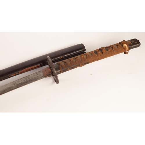 65 - JAPANESE WORLD WAR II OFFICER'S SWORD WAKAZACHI, with curved single edge blade, 27 3/4