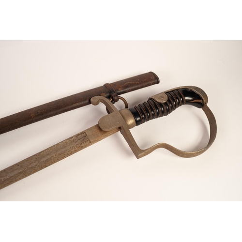 67 - MID 20th CENTURY GERMAN OFFICER'S DRESS SWORD, the curved blade stiched with scrolls and text 'Engen... 