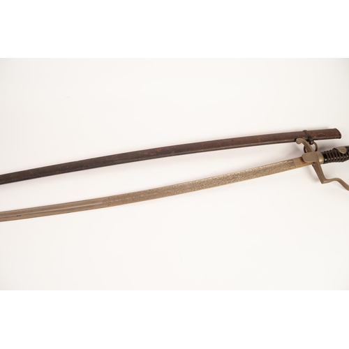 67 - MID 20th CENTURY GERMAN OFFICER'S DRESS SWORD, the curved blade stiched with scrolls and text 'Engen... 