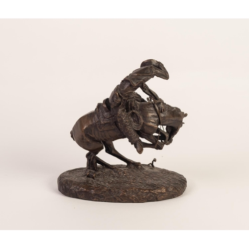 248 - FRANKLIN MINT AFTER FREDERIC REMINGTON, BRONZE GROUP ENTITLED 'RATTLESNAKE' depicting a cowboy on ho... 