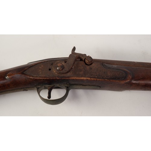 68 - HEAVY LARGE GAUGE 19th CENTURY PERCUSSION ACTION RIFLE, half stocked with, probably original, steel ... 