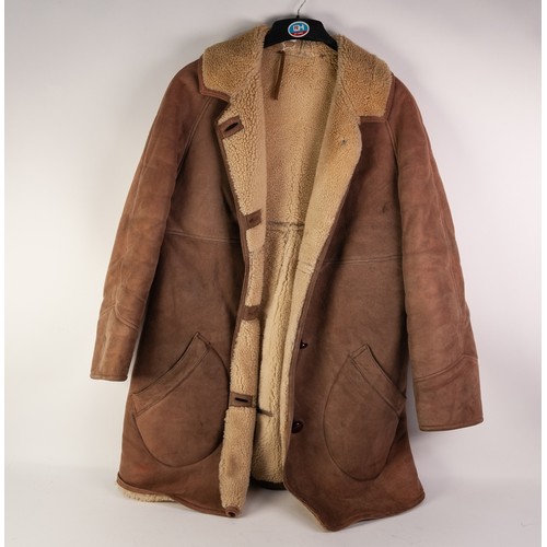 377 - GENT'S BROWN DYED SHEEPSKIN LONG JACKET and a LADY'S NATURAL COLOURED SHEEPSKIN JACKET (2)