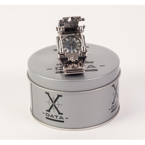 AN X DATA STAINLESS STEEL WRIST WATCH (as new) in original metal box