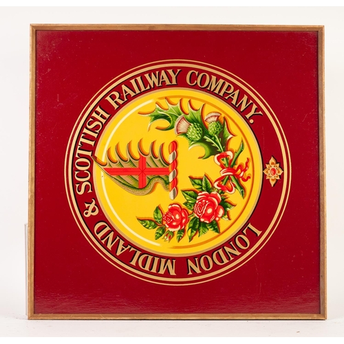 97 - PROBABLY PRINTED AND HAND PAINTED ARMORIAL DEVISE OF LONDON MIDLAND AND SCOTTISH RAILWAY COMPANY ON ... 