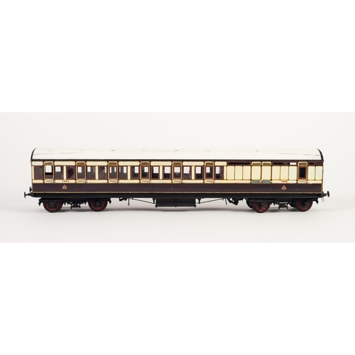 47 - KIT BUILT MODEL 'O' GAUGE  OF AN LNWR nine corridor passenger coach third-brake in brown and cream l... 