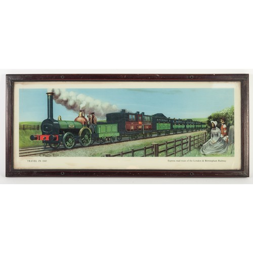 106 - EIGHTEEN PRE WAR CHROMOLITHOGRAPHIC PRINTS OF STEAM TRAINS AND CARRIAGES, from the 'Travel in ..... ... 