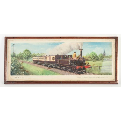 106 - EIGHTEEN PRE WAR CHROMOLITHOGRAPHIC PRINTS OF STEAM TRAINS AND CARRIAGES, from the 'Travel in ..... ... 