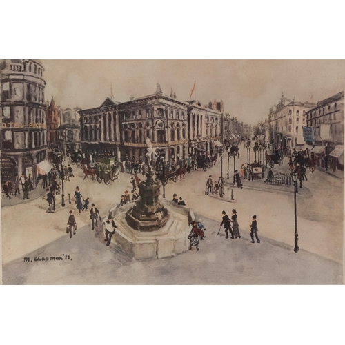 14 - MARGARET CHAPMAN ARTIST SIGNED COLOUR PRINT Piccadilly Circus, London 15 ½” x 23 ¼” (39.4cm x 59cm)... 