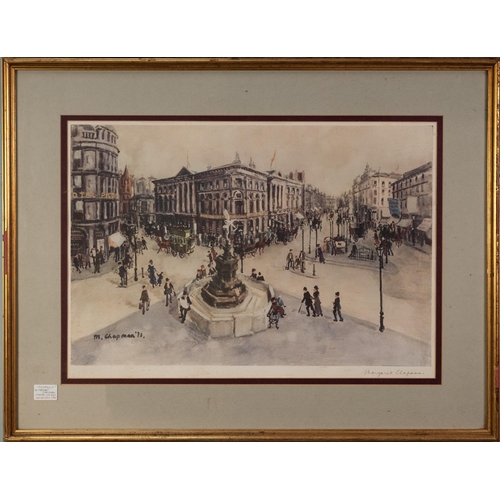 14 - MARGARET CHAPMAN ARTIST SIGNED COLOUR PRINT Piccadilly Circus, London 15 ½” x 23 ¼” (39.4cm x 59cm)... 