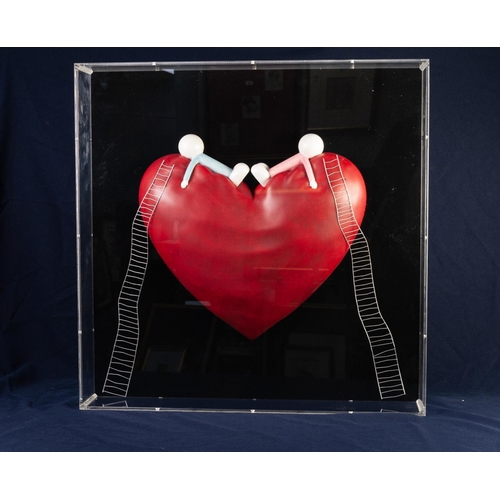 180 - DOUG HYDE (b.1972) WALL MOUNTED MIXED MEDIA SCULPTURE IN CLEAR PERSPEX CASE ‘High on Love’, no certi... 