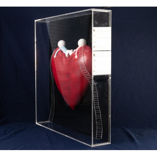 180 - DOUG HYDE (b.1972) WALL MOUNTED MIXED MEDIA SCULPTURE IN CLEAR PERSPEX CASE ‘High on Love’, no certi... 