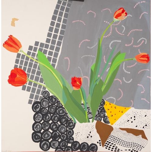 267 - H. GARNOCK JONES (TWENTIETH/ TWENTY FIRST CENTURY) TWO GOUACHE DRAWINGS Abstracts with flowers Signe... 