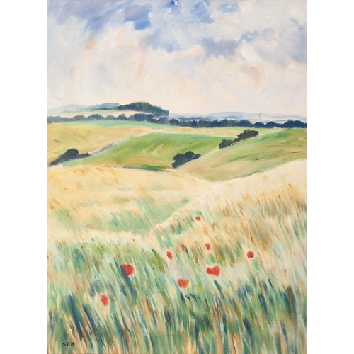 236 - SUSAN T. HENRY (TWENTIETH CENTURY) SIXTEEN WORKS OIL PAINTINGS ‘Cornfield with Poppies’ 23 ½” x 17 ½... 