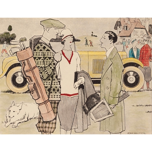 146 - AFTER JEAN ROUTIER AND ANOTHER, REPRODUCTIONS OF 1920s SPORTING FIGURES, tennis and golf; a PRINT OF... 