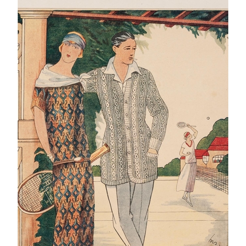 146 - AFTER JEAN ROUTIER AND ANOTHER, REPRODUCTIONS OF 1920s SPORTING FIGURES, tennis and golf; a PRINT OF... 