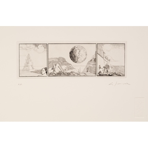 217 - GIOVANNI SIMIONE (B.1967) NINE ARTIST SIGNED ETCHINGS ON BLIND STAMPED PAPER Various subjects 4 ¼” x... 