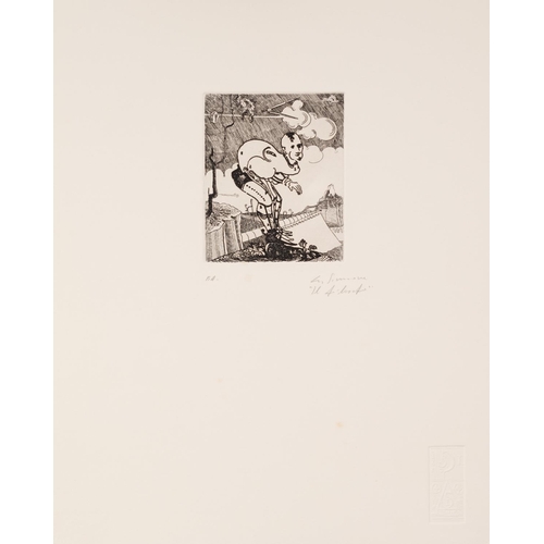 217 - GIOVANNI SIMIONE (B.1967) NINE ARTIST SIGNED ETCHINGS ON BLIND STAMPED PAPER Various subjects 4 ¼” x... 