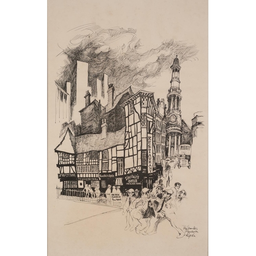 129 - ARTIST SIGNED ETCHING ‘Old Shambles’, Manchester 10 ¼” x 6 ¼” (26cm x 15.8cm) GILLIAN FRENCH ARTIST ... 