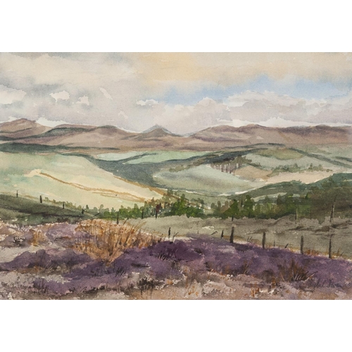 279 - SYBIL SWAN (MODERN) WATERCOLOUR DRAWING Hilly landscape Signed 10” x 14 ½” (25.4cm x 36.8cm) WILF DA... 