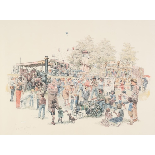 184 - ALBIN TROWSKI (1919-2012) ARTIST SIGNED LIMITED EDITION COLOUR PRINT Level Crossing at Hale Train st... 