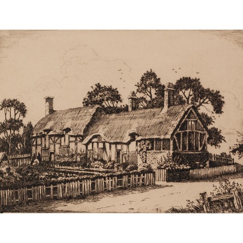 139 - BRUCE IRVING PAIR OF ARTIST SIGNED ETCHINGS ‘The Rows, Chester’ ‘Anne Hathaway’s Cottage’ 6” x 7 ¾” ... 