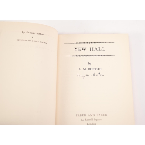 41 - LUCY M BOSTON - YEW HALL, pub Faber, 1954 1stEd, 1st Impression, SIGNED to the title page by the Aut... 