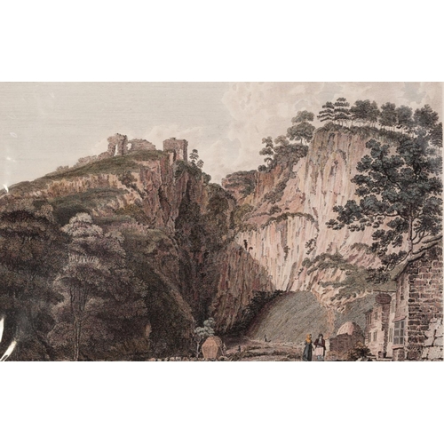 115 - FIVE LATE EIGHTEENTH CENTURY COLOURED ENGRAVINGS ‘View of Castleton’ ‘View of Old Hall’ 'View of Boo... 