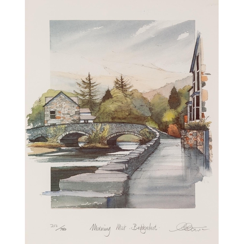 116 - GEOFFREY COWTON SET OF FOUR ARTIST SIGNED LIMITED EDITION COLOUR PRINTS ‘Morning Mist, Beddgelert’, ... 