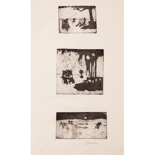 118 - D. McKINLAY(?) (TWENTIETH CENTURY) TEN ARTIST SIGNED ETCHINGS on seven sheets of paper mainly macabr... 