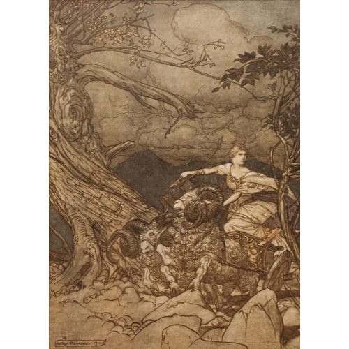 119 - AFTER ARTHUR RACKHAM SET OF EIGHT BOOK PLATE COLOUR PRINTS 6 ½” x 4 ½” (16.5cm x 11.4cm), framed AND... 