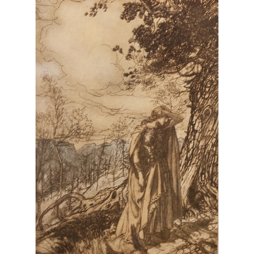 119 - AFTER ARTHUR RACKHAM SET OF EIGHT BOOK PLATE COLOUR PRINTS 6 ½” x 4 ½” (16.5cm x 11.4cm), framed AND... 