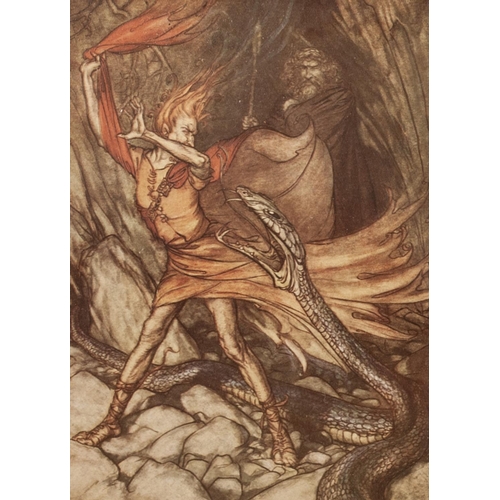 119 - AFTER ARTHUR RACKHAM SET OF EIGHT BOOK PLATE COLOUR PRINTS 6 ½” x 4 ½” (16.5cm x 11.4cm), framed AND... 