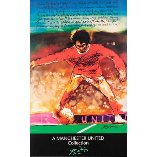 187 - HAROLD RILEY (b.1934) SET OF FOUR ARTIST SIGNED LIMITED EDITION COLOUR PRINTS ‘A MANCHESTER UNITED C... 