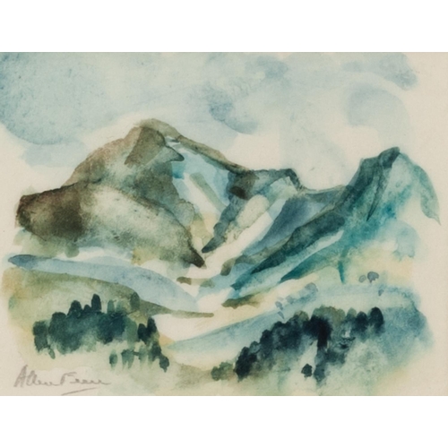 191 - ALLEN FREER (b.1926) THREE MINIATURE WATERCOLOURS ON VELLUM ‘Mountain Landscape’ ‘Pembrokeshire Coas... 