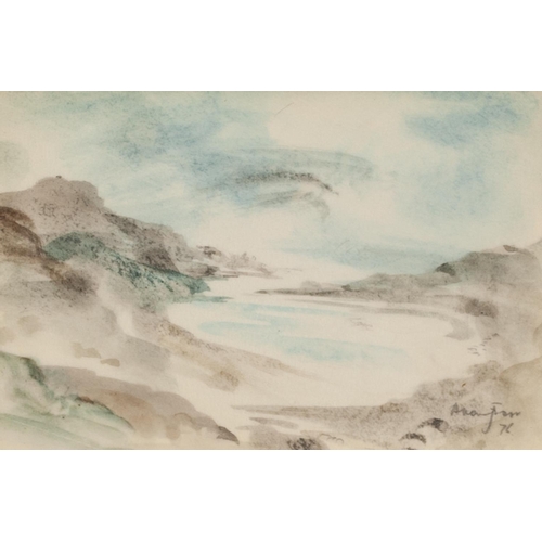 191 - ALLEN FREER (b.1926) THREE MINIATURE WATERCOLOURS ON VELLUM ‘Mountain Landscape’ ‘Pembrokeshire Coas... 