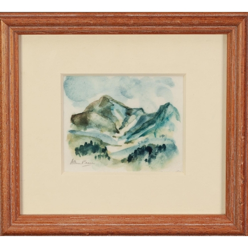 191 - ALLEN FREER (b.1926) THREE MINIATURE WATERCOLOURS ON VELLUM ‘Mountain Landscape’ ‘Pembrokeshire Coas... 