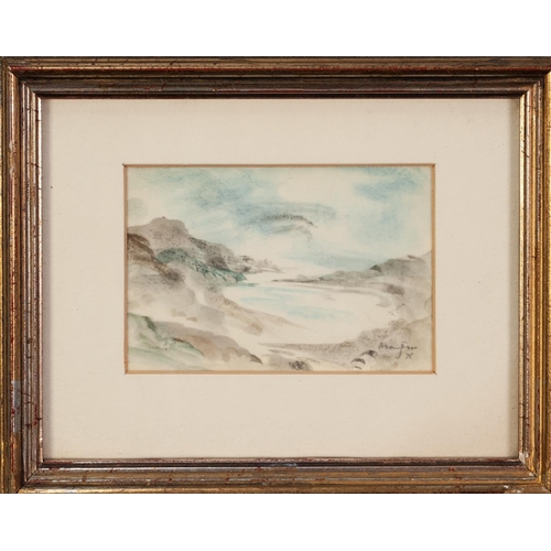 191 - ALLEN FREER (b.1926) THREE MINIATURE WATERCOLOURS ON VELLUM ‘Mountain Landscape’ ‘Pembrokeshire Coas... 