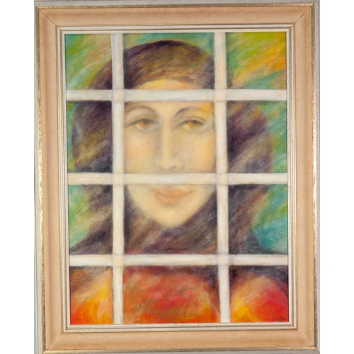 193B - GOLDA ROSE (1921-2016) OIL ON CANVAS Looking Out, female face at a window Signed 24 ½” x 18 ¼” (62.3... 