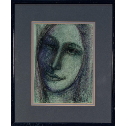 193D - GOLDA ROSE (1921-2016) MIXED MEDIA ON BOARD Female face Signed, untitled 10 ¼” x 7 ¾” (26cm x 19.7cm... 