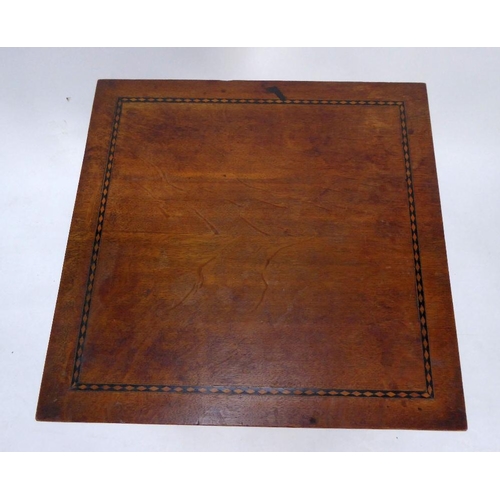 83 - ATTRIBUTED TO SYDNEY BARNSLEY, ARTS AND CRAFTS LINE INLAID OAK OCCASIONAL TABLE, the square top with... 