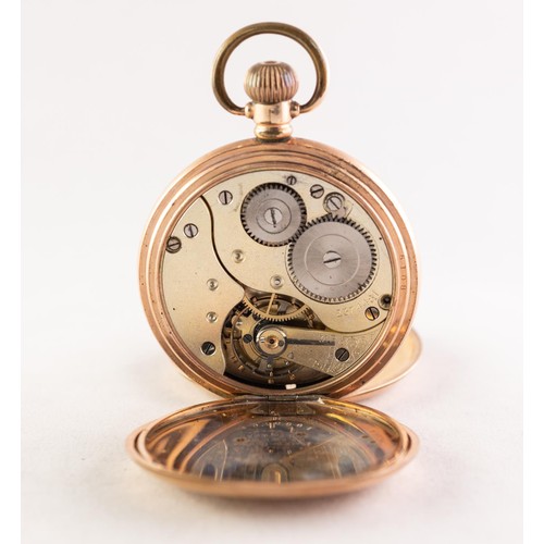 12 - MORATH BROTHERS, LIVERPOOL, ROLLED GOLD FULL HUNTER POCKET WATCH with keyless Swiss movement, white ... 