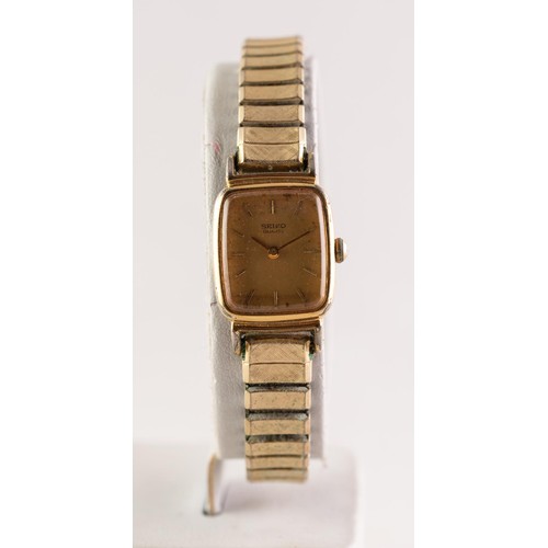 14 - LADY'S AVIA, SWISS, GOLD PLATED BRACELET WATCH with 17 jewels incabloc movement, small square silver... 