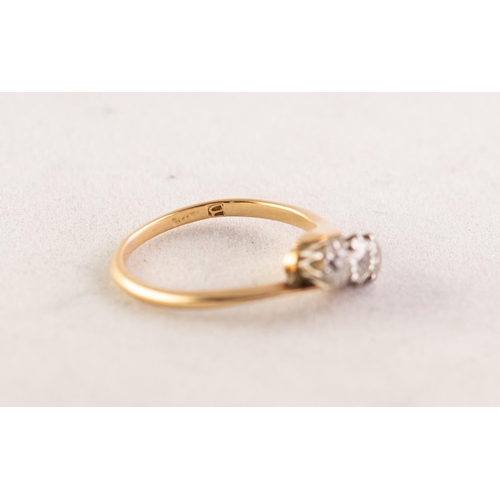 86 - 18ct GOLD CROSS-OVER RING set with three old cut diamonds, each approximately 0.20ct, 0.60ct in tota... 